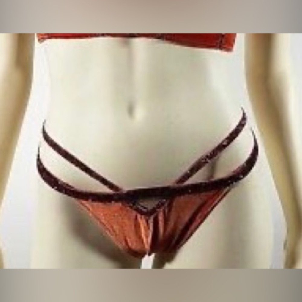 Sabina Rust Velvet Thong